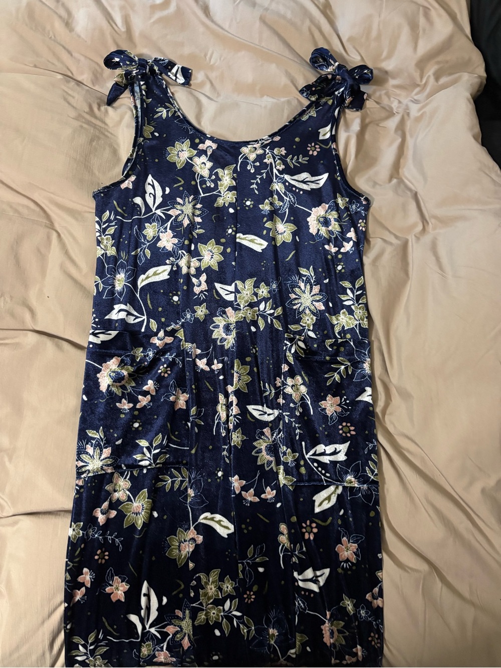Floral Tie-Shoulder Navy Wide Leg Romper